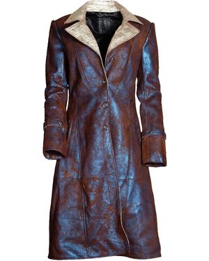 Zasta Studio The Sorcerer Italian Leather Long Coat - Blue