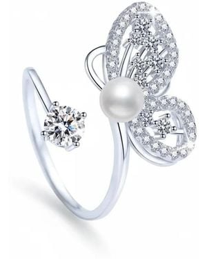 Angel Barocco Butterfly Pearl Ring - Metallic