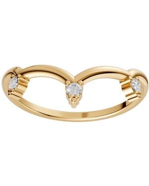 Aya Fine Jewelry Round Minimalist Crown Lab Diamond Stackable Band - Metallic