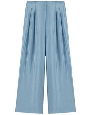 Nocturne Wide Leg Pleat Front Trousers - Blue