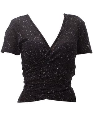 Maison Bogomil Fine Knit Sequin Wrapped Blouse - Black