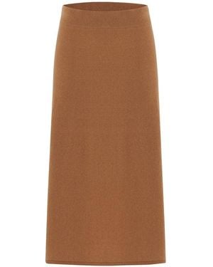 Peraluna Casual Cashmere Blend Knitwear Midi Flare Skirt - Brown