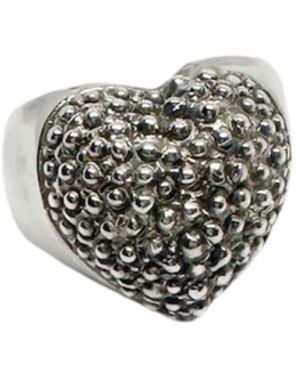 Tg-Jewellery by Tamara Gervasio Hand-Carved Sterling Heart Ring – Textured Statement Ring - White
