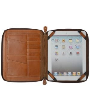 VIDA VIDA Classic Tan Leather Ipad Organiser - Brown