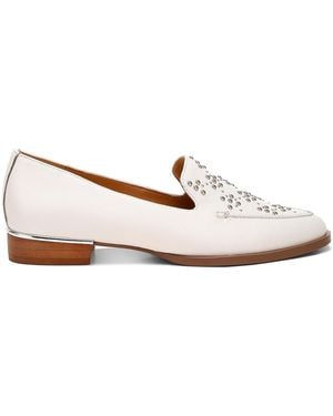 Rag & Co Gabassi Studded Genuine Leather Loafers - White
