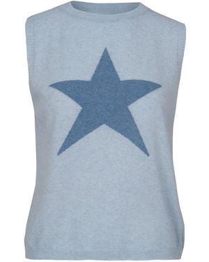 At Last Cashmere Mix Sleeveless Jumper - Blue