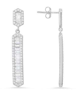 Kylie Harper Baguette Diamond Cz Dangling Bar Earrings - White