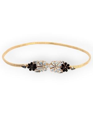 DAMAPREZIOSA Plated Stretch Metal Belt With Daisy Bouquet Crystal Buckle - Metallic
