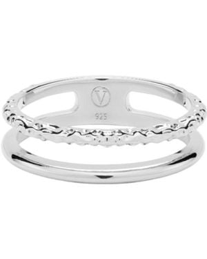 Vanhi Molten Double Band Ring - White