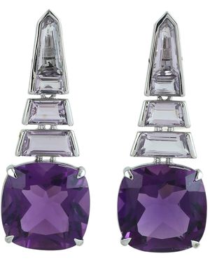 Artisan Amethyst Geometric Drop Earrings - Purple