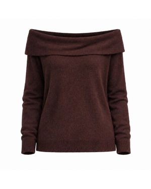 Fiora Muse Off-Shoulder Cashmere Jumper - Brown