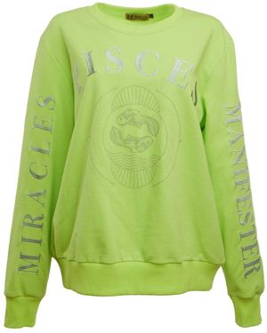 Miracles Manifester Oversized Embroidered Pisces Sign Sweatshirt - Green