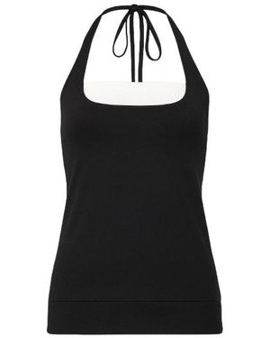 Conquista Halter Neck Faux Layer Top - Black