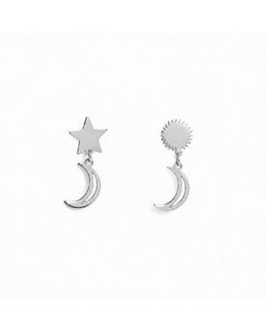 Silver Moon Solar Moon Sterling Earrings - White