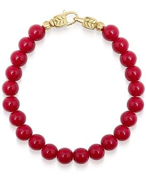 Nialaya Beaded Healing Bracelet With Lock - Red