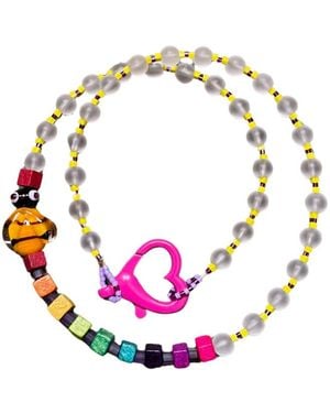 Desert Lobby Honey – Beaded Necklace With Murano Bee & Wooden Beads - Metallic