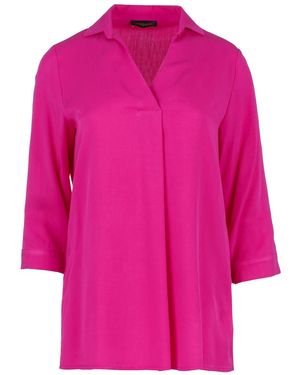 Conquista Relaxed Viscose V-Neck Blouse - Pink