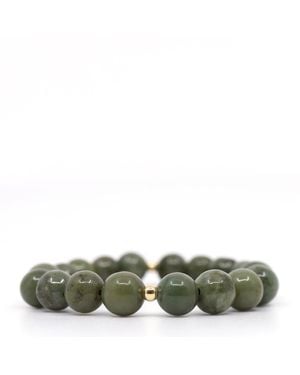 Shar Oke Myanmar Burma Jade & 14K Solid Bracelet - Green