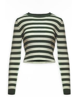 Maison sél Soft Striped Jumper – - Green