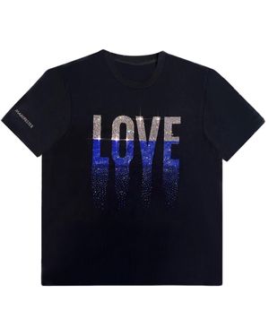 Miracles Manifester Love Rhinestoned T-Shirt - Black