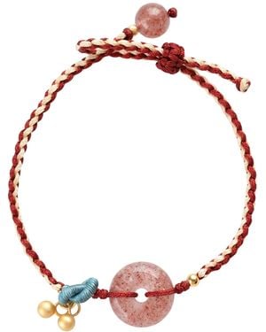 seree Baby Collection Cherry Charm Strawberry Quartz Woven Baby Bracelet Anklet - Pink