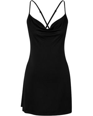 X Intima Chic Nights Cowl Neck Short Dress - Black