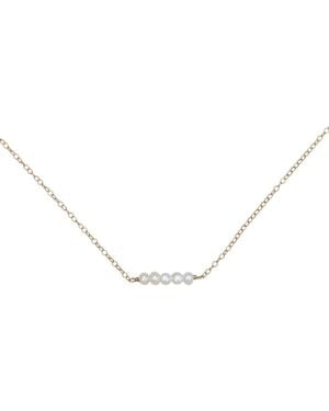 Kiri & Belle Eliana Tiny Pearl Bar Filled Necklace - Metallic