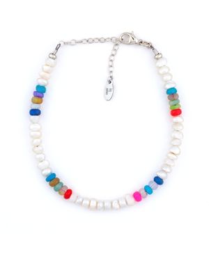 Kris Nations Button Freshwater Pearls & African Opal Beaded Bracelet - Blue