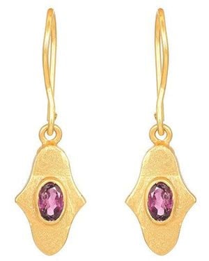 Opium Jewels Birthstone Hamsa Earrings - Metallic