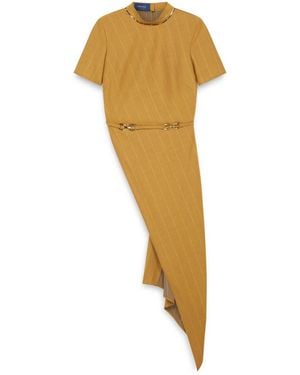 Amanda Thompson Couture Tilda Asymmetric Top Mustard Pinstripe - Metallic