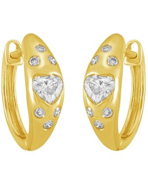 Artisan 14K Heart Diamond Hoop Earrings - Yellow