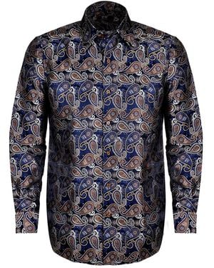 DAVID WEJ Kensington Paisley Jacquard Shirt - Blue