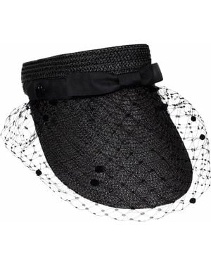 Misa Harada Millinery Kiki Sun-Visor With Dotted Veil - Black