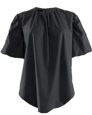 Joeleen Torvick Puff Sleeve Gathered Top - Black
