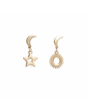 Silver Moon Astral Duo-Plated Sterling Earrings - Metallic