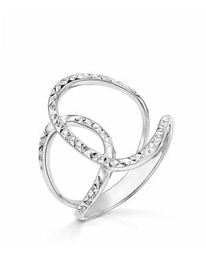 Gold & Honey Diamond Cut Interlocked Ring - Metallic