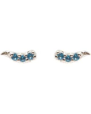 NASI SILVER Fishtail Studs- Topaz - White