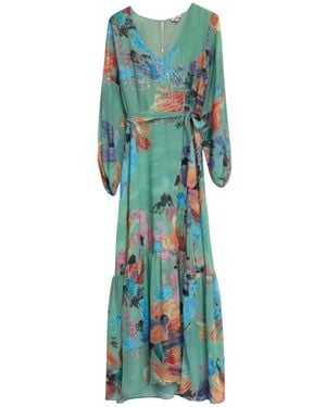 Niza Printed Short Sleeved Blouse With Belt - Green