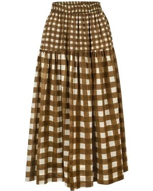 SUNSHINE TIENDA Painted Gingham Colette Skirt - Natural
