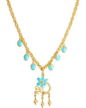 Caramel Vintage Jewellery Flower Necklace - Metallic