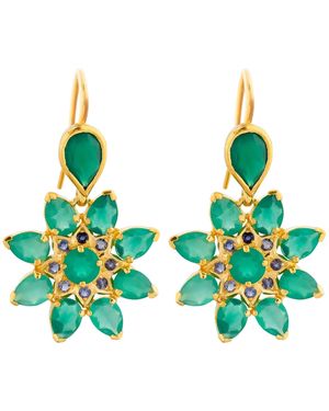 Emma Chapman Jewels Stella Onyx Iolite Plated Statement Earrings - Green