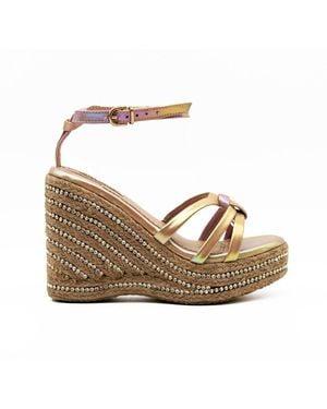 Rettrose Neutrals Alani Nude Hand Embellished Luxury Wedge Shoe - Brown