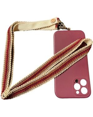 LARA MOTI Ginger, And Cream Petit Point Strap For Movile Phone - Brown