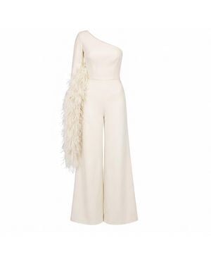 Nomi Fame Nymph Creamy One Sleeve Asymmetric Neckline Jumpsuit - White