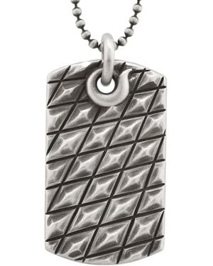 Snake Bones Alligator Scales Dog Tag Pendant Necklace - Grey