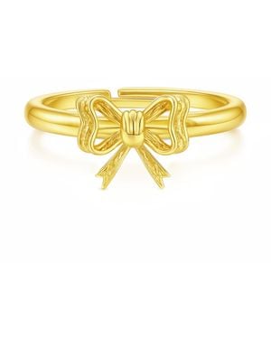 Unaloe Sterling With Plated Bow Ring – Romantic, Elegant, Adjustable - Yellow
