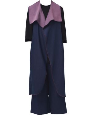 Saniya Khan Deep & Mauve Reversible Denim Duster - Blue