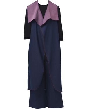 Saniya Khan Deep & Mauve Reversible Denim Duster - Blue