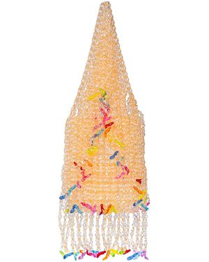 Tillie Beads Fringe Mini Shoulder Strap Bead Bag - Metallic