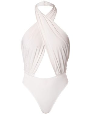 AGGI by HALEWSKI Liv Off Body Suit With Open Back - White